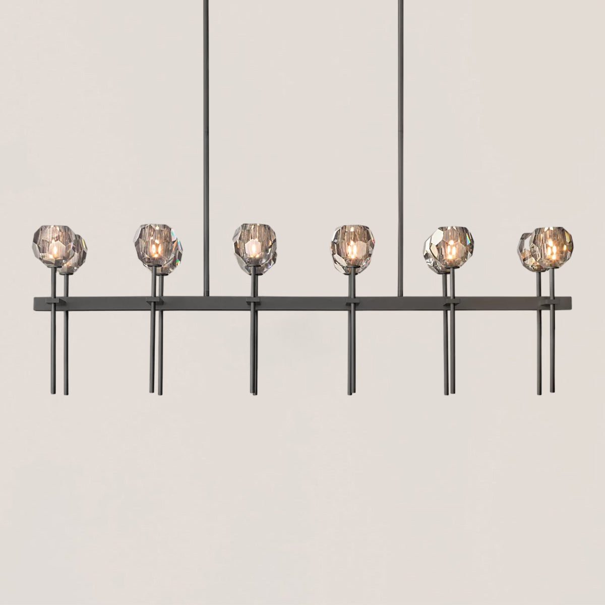 Boule De Crystal Smoke Double Linear Chandelier 60"