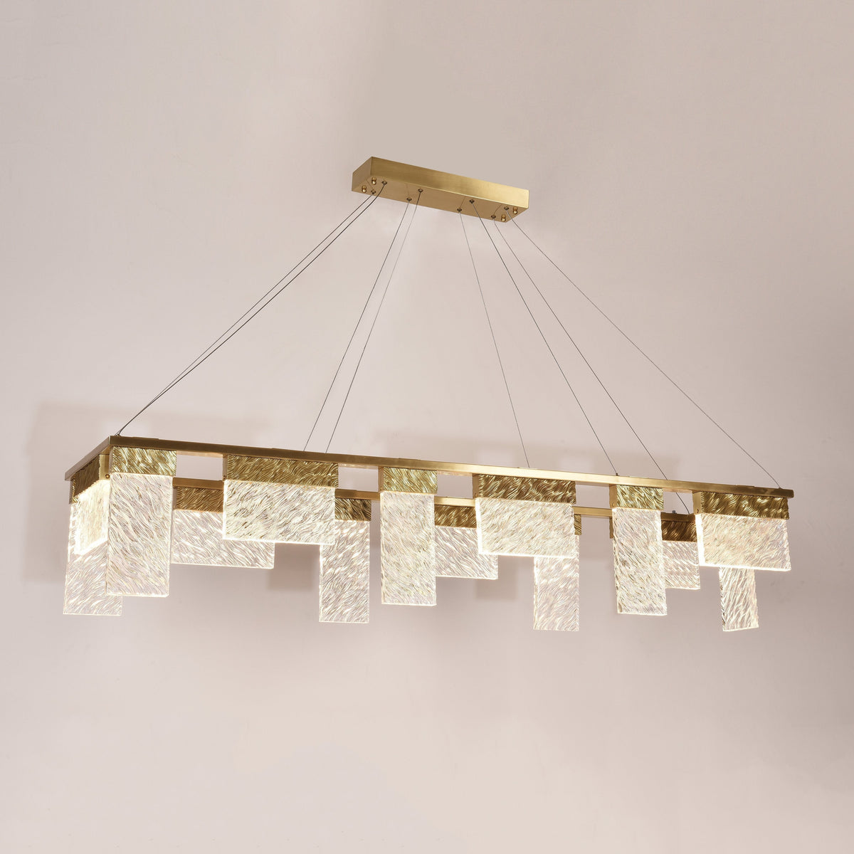 LED Rectangle Glass Chandelier